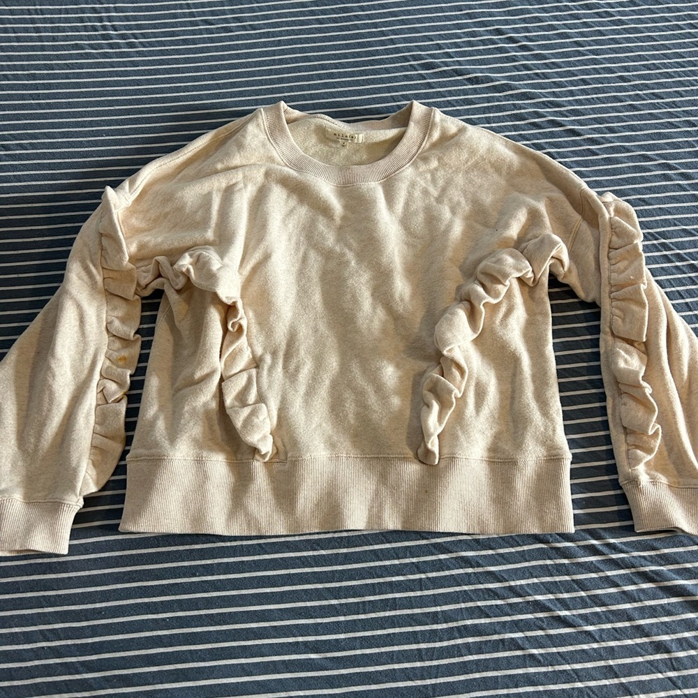 Madewell Cream Ruffle-Trim Sweatshirt